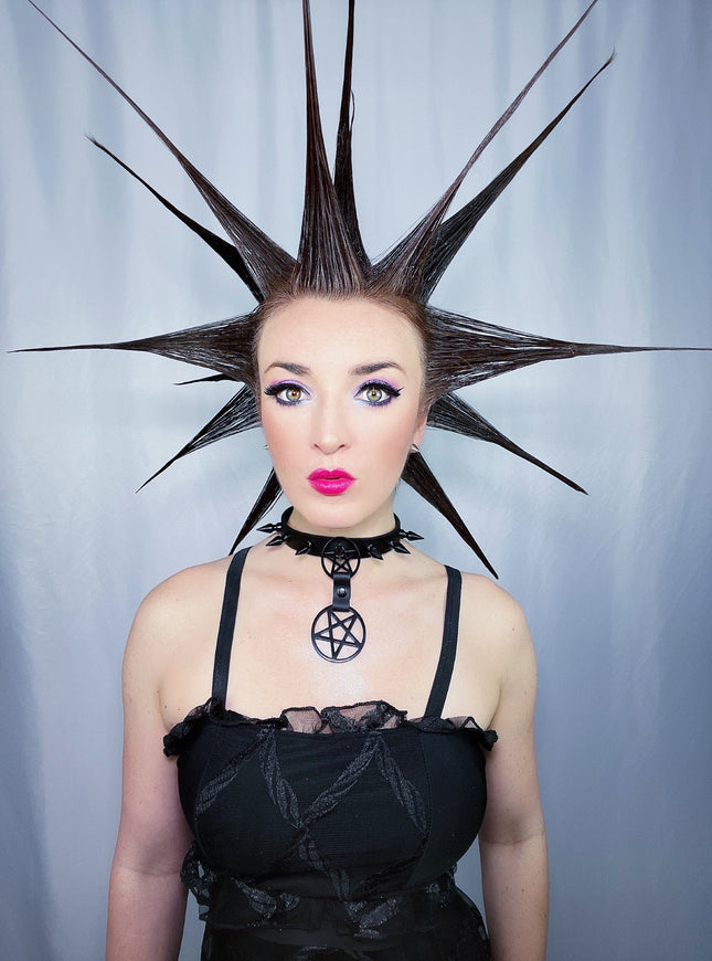 FCK260-BS  DOUBLE PENTAGRAM CHOKER