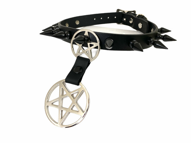 FCK260-BS  DOUBLE PENTAGRAM CHOKER