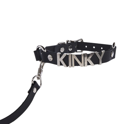 FCK270 WITH LEASH BONDAGE STEEL LETTER WORDS ID NAME CHOKER
