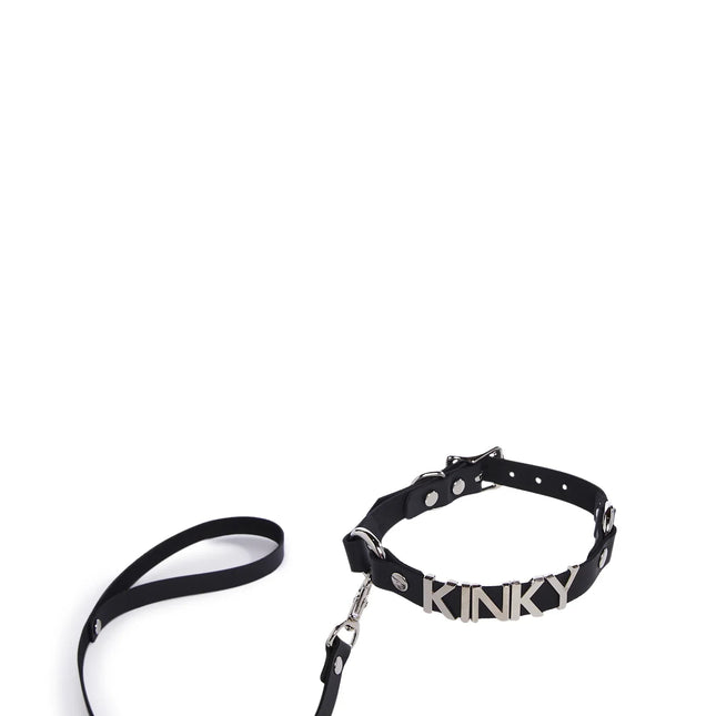 FCK270 WITH LEASH BONDAGE STEEL LETTER WORDS ID NAME CHOKER