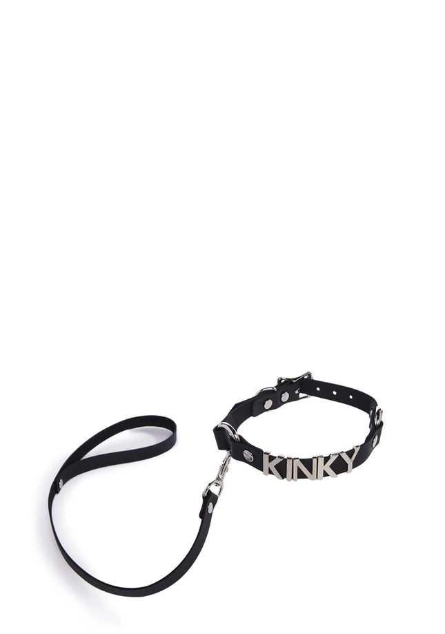 FCK270 WITH LEASH BONDAGE STEEL LETTER WORDS ID NAME CHOKER