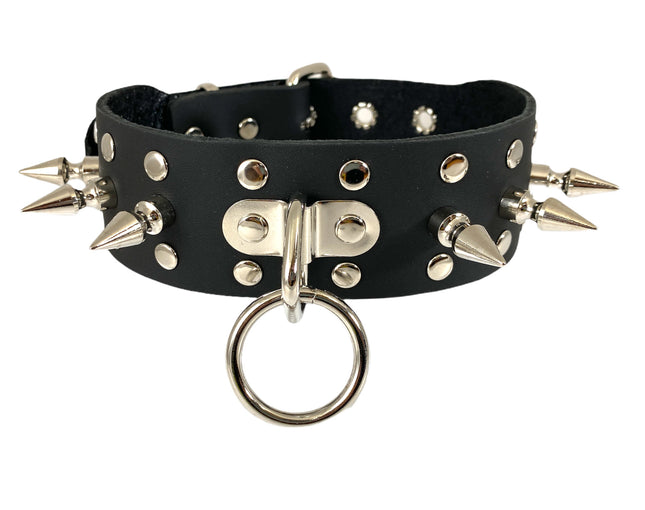 FCK275 1 3/4" GENUINE-LEATHER CHOKER WITH RIVET SPIKES