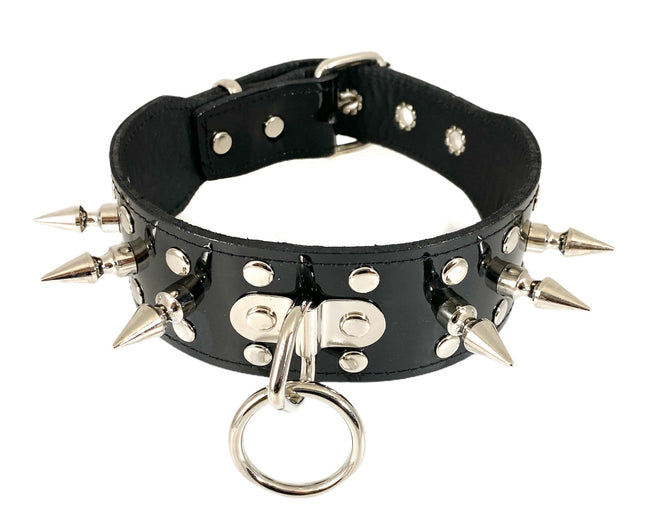 FCK275PATENT 1 3/4" PATENT-LEATHER CHOKER WITH RIVET SPIKES