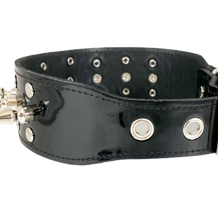 FCK275PATENT 1 3/4" PATENT-LEATHER CHOKER WITH RIVET SPIKES
