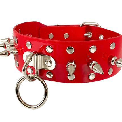 FCK275PATENT 1 3/4" PATENT-LEATHER CHOKER WITH RIVET SPIKES