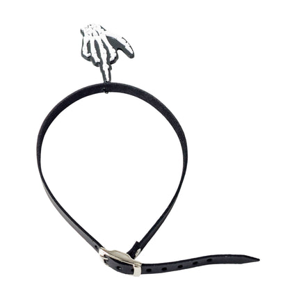 FCK28238  SKELETON HAND CHOKER LEATHER