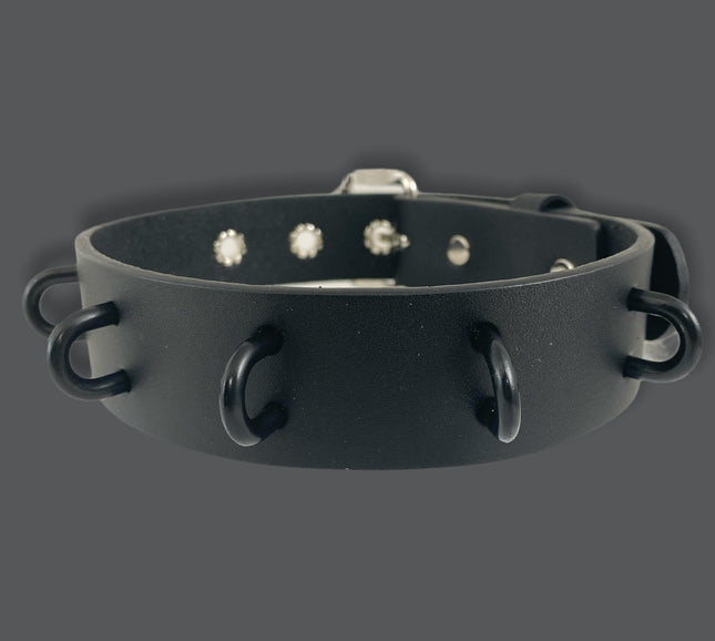 FCK290BLACK 1 1/4" GENUINE-LEATHER CHOKER WITH U RING