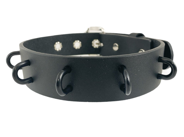 FCK290BLACK 1 1/4" GENUINE-LEATHER CHOKER WITH U RING