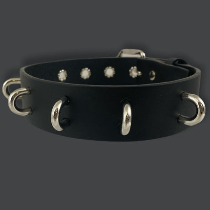 FCK290SIL 1 1/4" GENUINE-LEATHER CHOKER WITH U RING