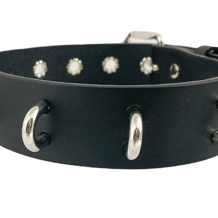 FCK290SIL 1 1/4" GENUINE-LEATHER CHOKER WITH U RING