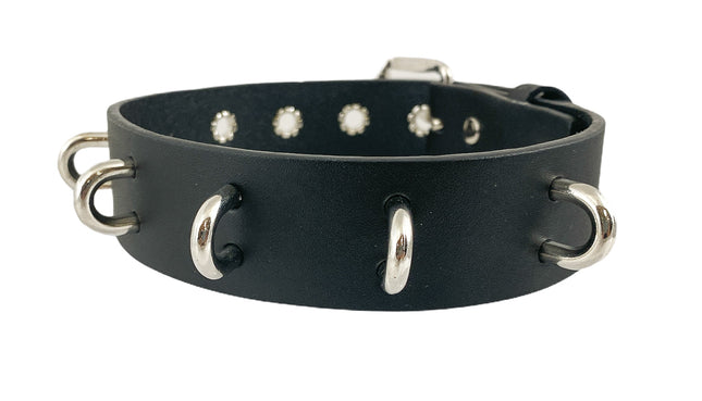 FCK290SIL 1 1/4" GENUINE-LEATHER CHOKER WITH U RING