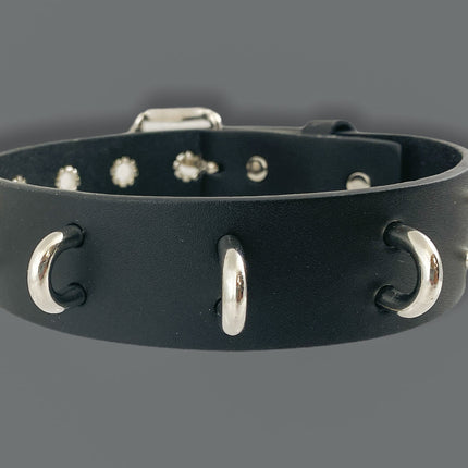 FCK290SIL 1 1/4" GENUINE-LEATHER CHOKER WITH U RING