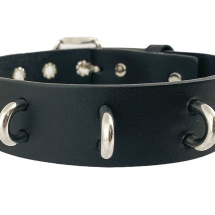 FCK290SIL 1 1/4" GENUINE-LEATHER CHOKER WITH U RING
