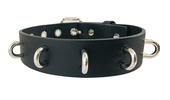 FCK290SIL 1 1/4" GENUINE-LEATHER CHOKER WITH U RING