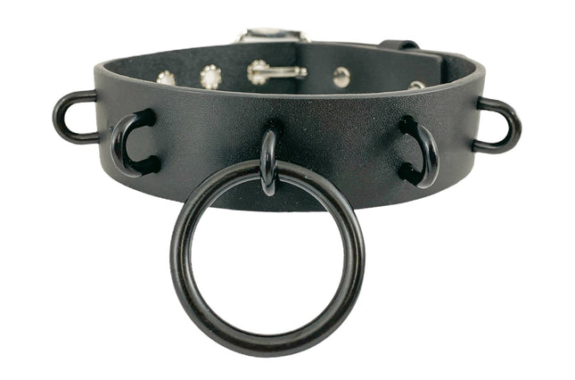 FCK291-BS 1 1/4" GENUINE-LEATHER CHOKER WITH U RING
