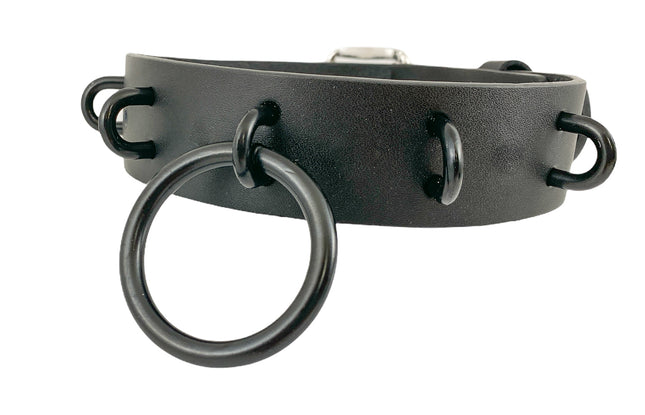 FCK291-BS 1 1/4" GENUINE-LEATHER CHOKER WITH U RING