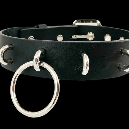 FCK291 1 1/4" GENUINE-LEATHER CHOKER WITH U RING