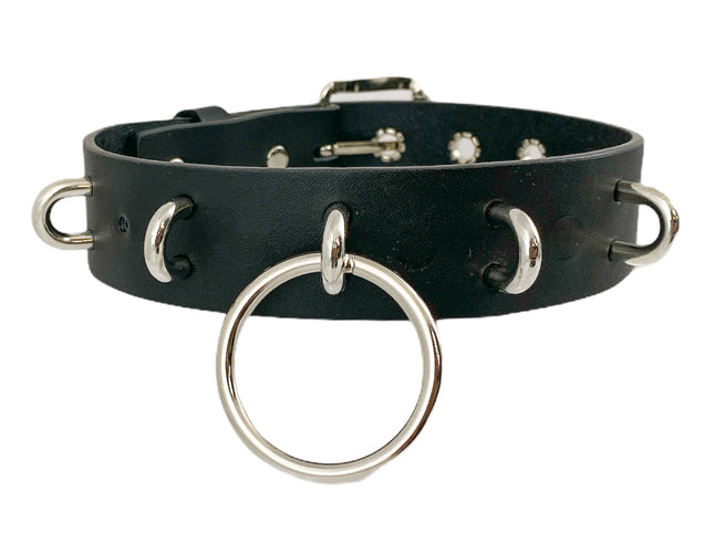 FCK291 1 1/4" GENUINE-LEATHER CHOKER WITH U RING