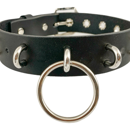 FCK291 1 1/4" GENUINE-LEATHER CHOKER WITH U RING