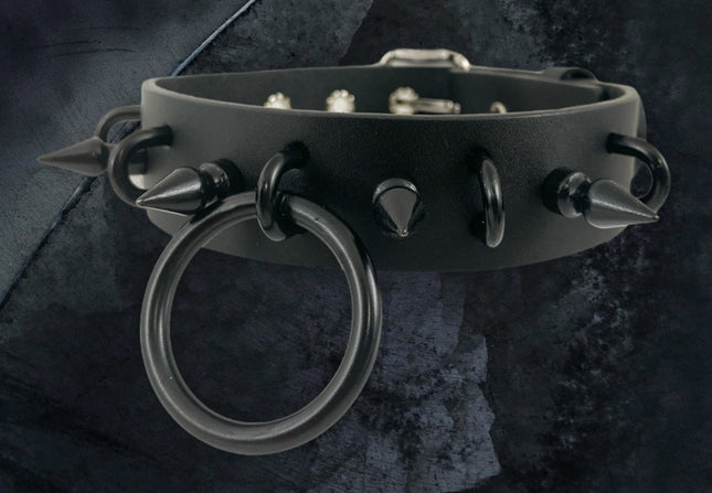 FCK293-BS 1 1/4" GENUINE-LEATHER CHOKER WITH U RING