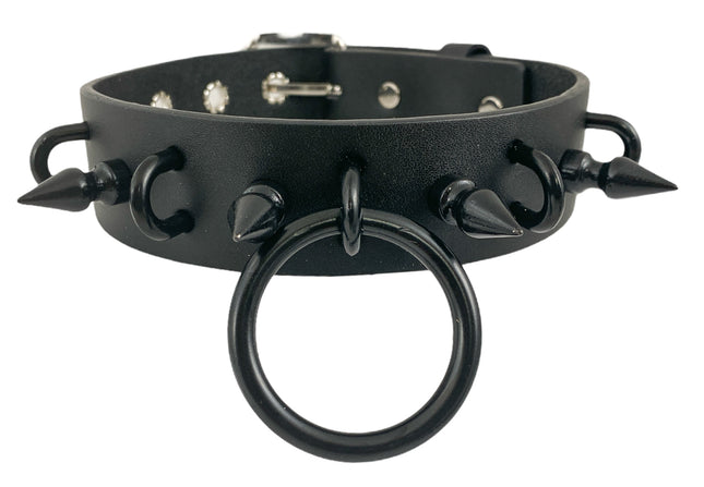 FCK293-BS 1 1/4" GENUINE-LEATHER CHOKER WITH U RING