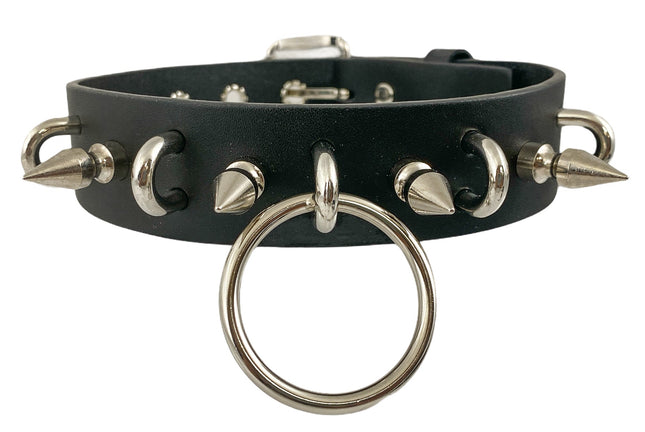 FCK293 1 1/4" GENUINE-LEATHER CHOKER WITH U RING