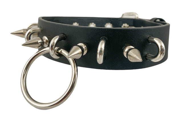 FCK293 1 1/4" GENUINE-LEATHER CHOKER WITH U RING