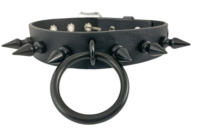 FCK294-BS 1 1/4" GENUINE-LEATHER CHOKER WITH U RING