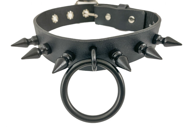 FCK294-BS 1 1/4" GENUINE-LEATHER CHOKER WITH U RING