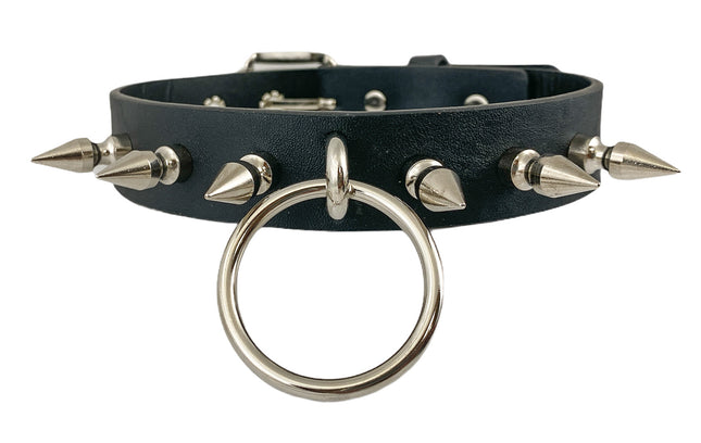 FCK294 1 1/4" GENUINE-LEATHER CHOKER WITH U RING