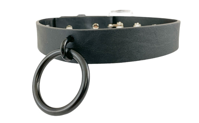 FCK295-BS 1 1/4" GENUINE-LEATHER CHOKER WITH U RING