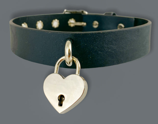 FCK295LOCK 1 1/4" GENUINE-LEATHER CHOKER WITH U RING