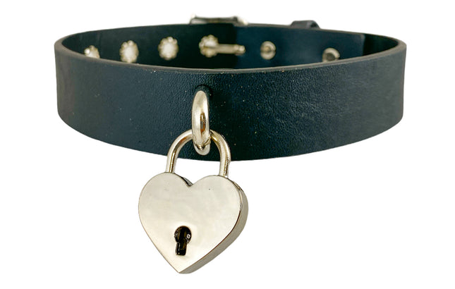 FCK295LOCK 1 1/4" GENUINE-LEATHER CHOKER WITH U RING