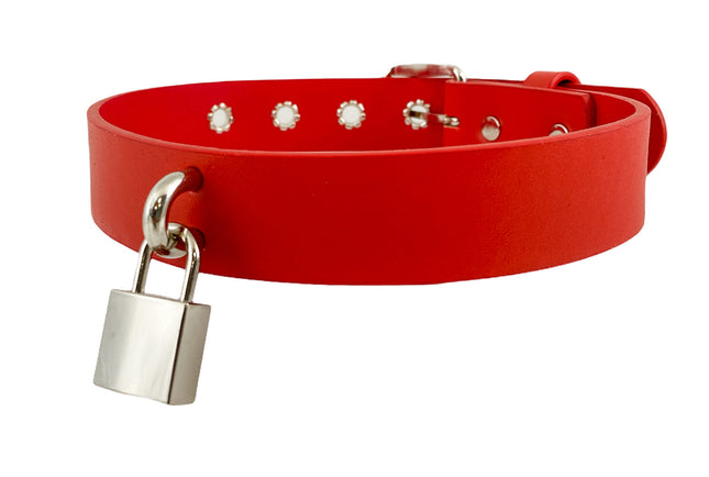 FCK295SQ-LOCK 1 1/4" GENUINE-LEATHER CHOKER WITH U RING