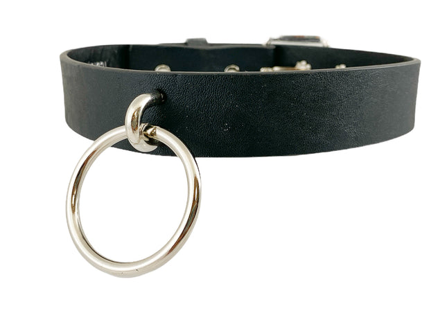 FCK295 1 1/4" GENUINE-LEATHER CHOKER WITH U RING