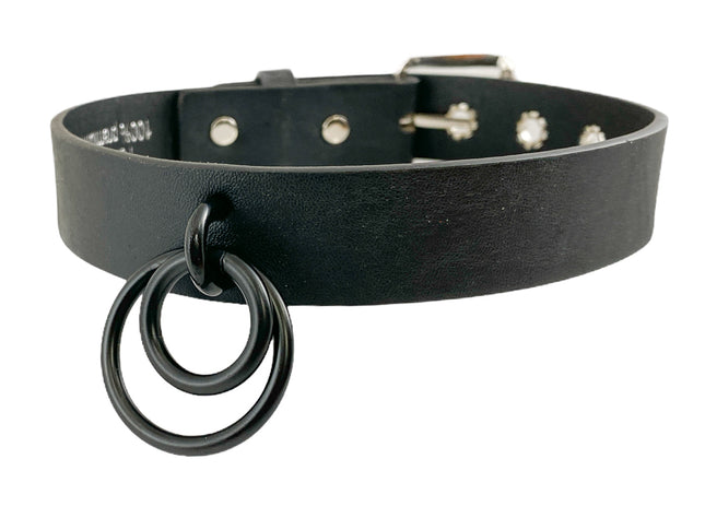 FCK300-BS 1 1/4" GENUINE-LEATHER CHOKER WITH U RING