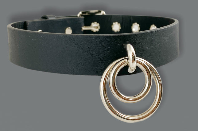 FCK300 1 1/4" GENUINE-LEATHER CHOKER WITH U RING