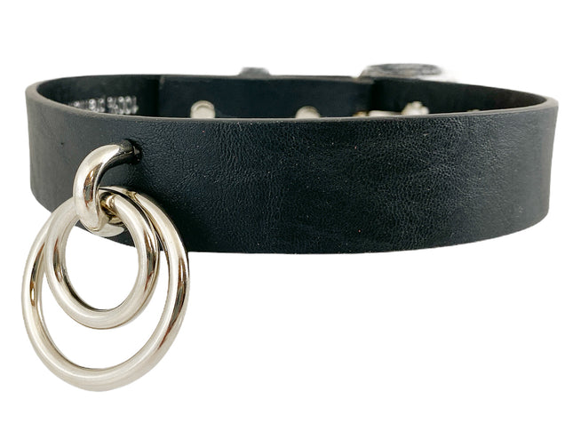 FCK300 1 1/4" GENUINE-LEATHER CHOKER WITH U RING