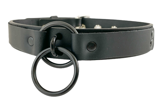 FCK301-BS 1 1/4" GENUINE-LEATHER CHOKER WITH U RING