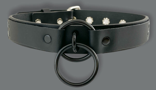 FCK301-BS 1 1/4" GENUINE-LEATHER CHOKER WITH U RING