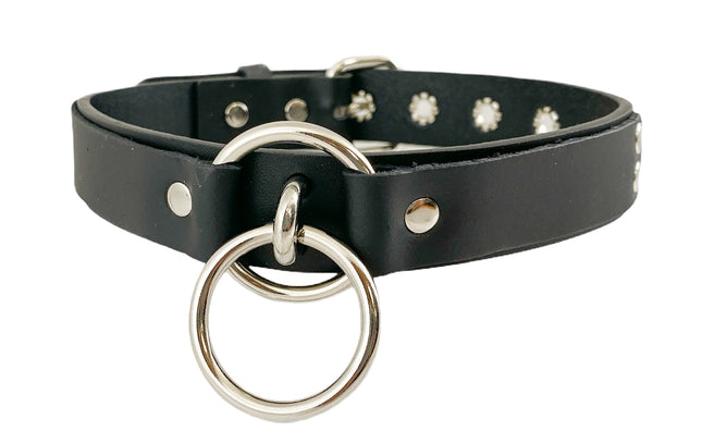 FCK301 1 1/4" GENUINE-LEATHER CHOKER WITH U RING