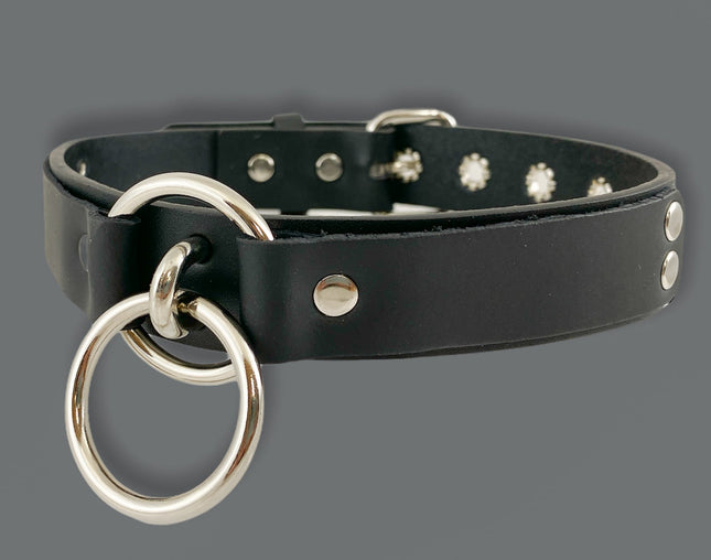 FCK301 1 1/4" GENUINE-LEATHER CHOKER WITH U RING