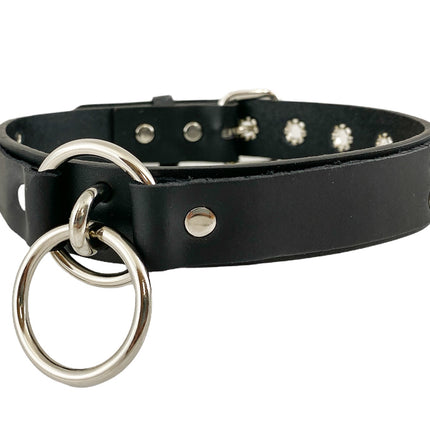 FCK301 1 1/4" GENUINE-LEATHER CHOKER WITH U RING