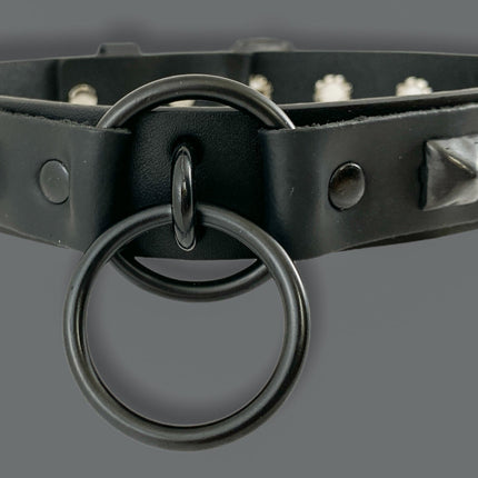 FCK302-BS 1 1/4" GENUINE-LEATHER CHOKER WITH U RING