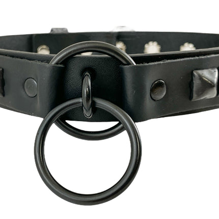 FCK302-BS 1 1/4" GENUINE-LEATHER CHOKER WITH U RING