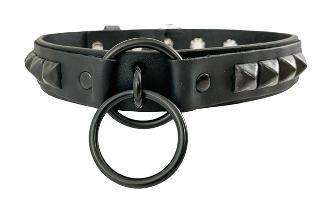 FCK302-BS 1 1/4" GENUINE-LEATHER CHOKER WITH U RING