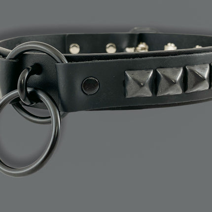 FCK302-BS 1 1/4" GENUINE-LEATHER CHOKER WITH U RING