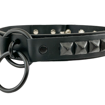 FCK302-BS 1 1/4" GENUINE-LEATHER CHOKER WITH U RING