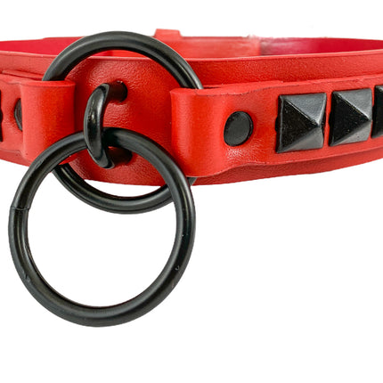 FCK302-BS 1 1/4" GENUINE-LEATHER CHOKER WITH U RING