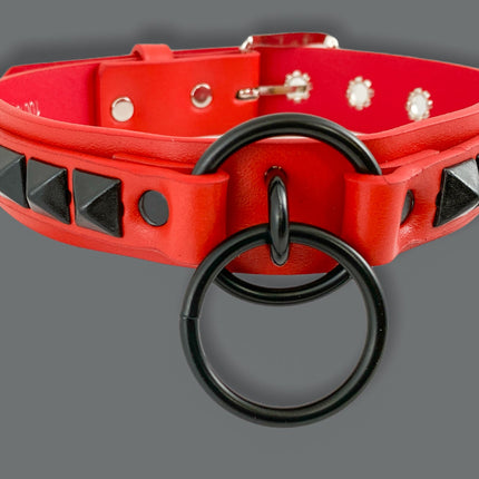 FCK302-BS 1 1/4" GENUINE-LEATHER CHOKER WITH U RING